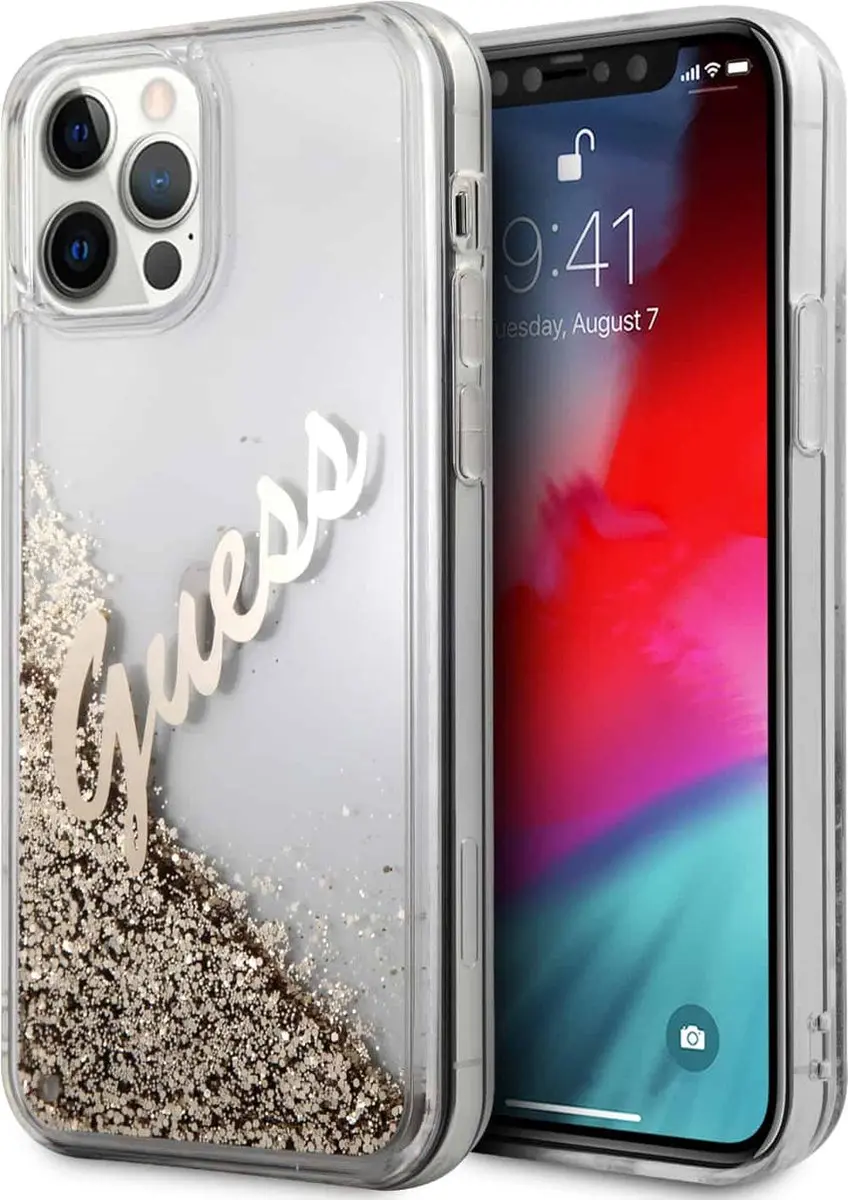 Guess Liquid Glitter Vintage iPhone 12 Pro Max Hoesje
