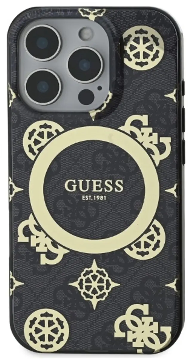 GUESS Backcover iPhone 16 Pro MagSafe - Pioenroosmotief Wit
