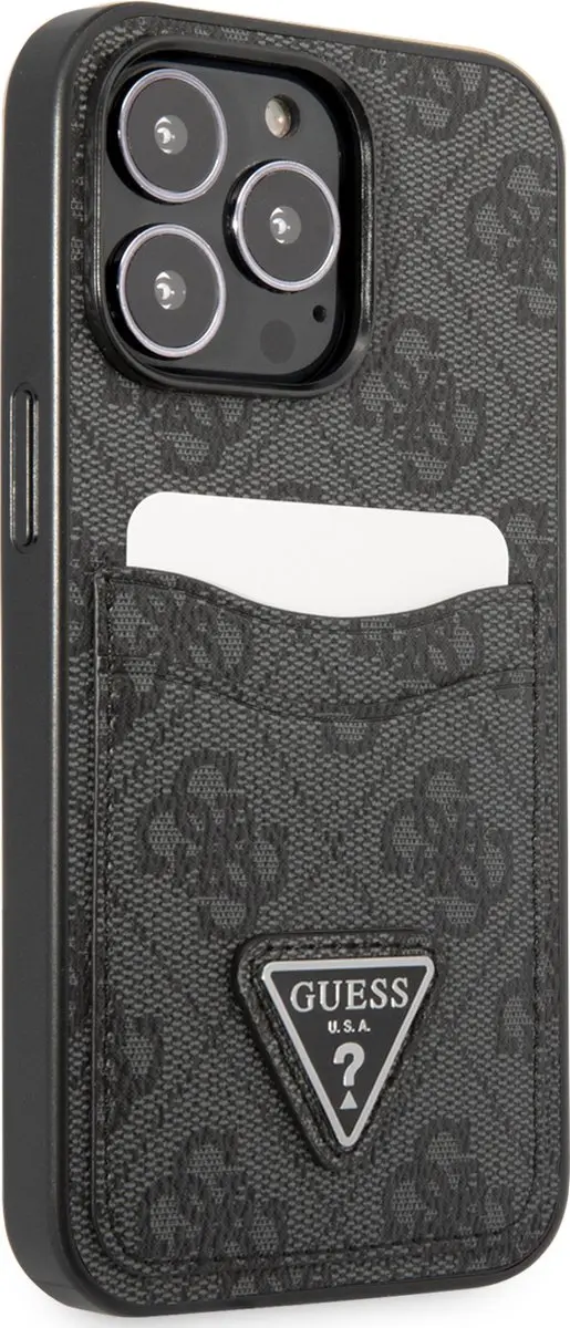 Guess Saffiano iPhone 13 Pro Hoesje - 2 Pasjes - Zwart - afbeelding 6 van 6