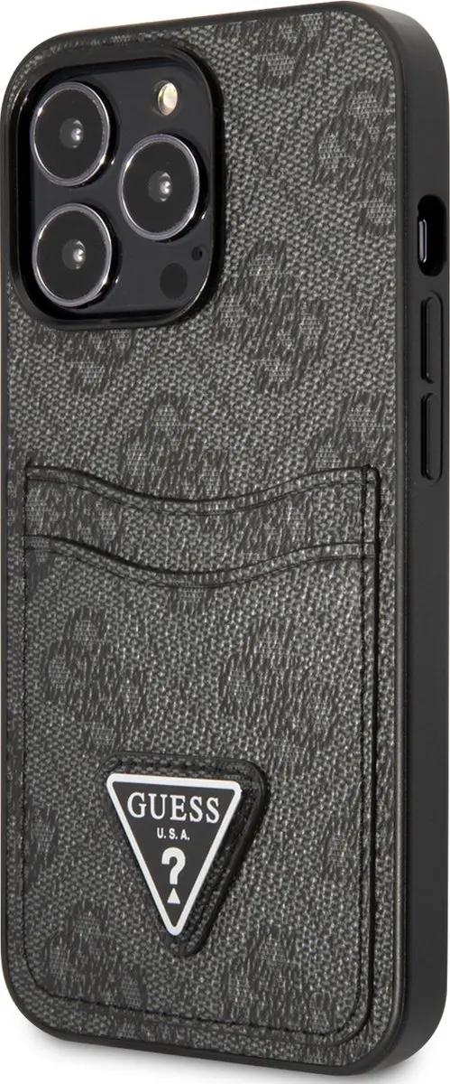 Guess Saffiano iPhone 13 Pro Hoesje - 2 Pasjes - Zwart