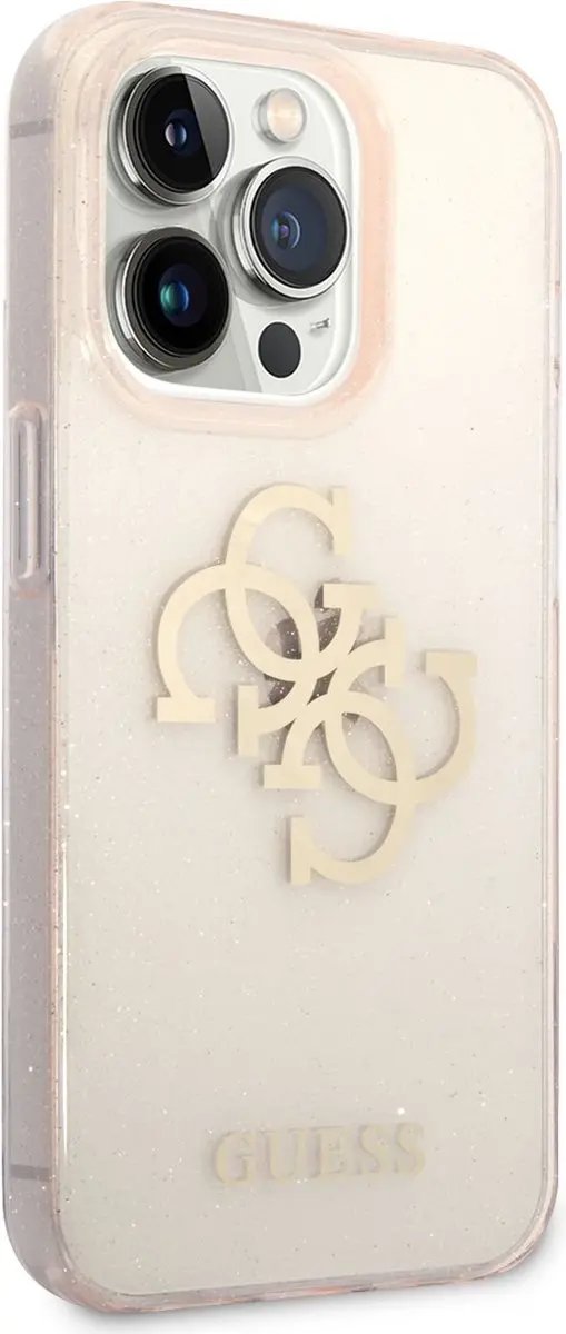 GUESS 4G Logo Glitter TPU Hoesje iPhone 14 Pro 6.1" - Goud