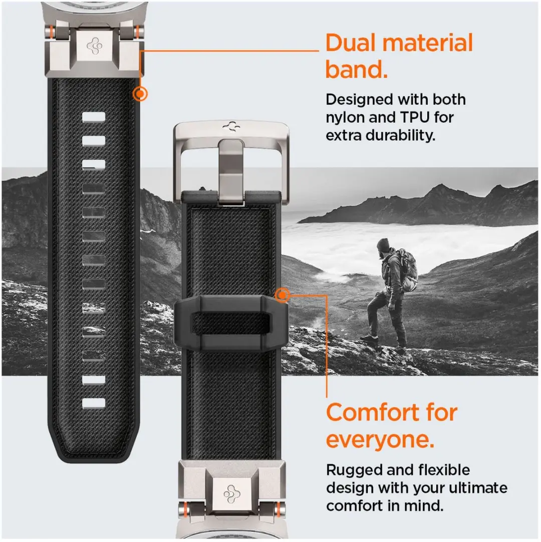 Spigen DuraPro Armor Bandje - Samsung Galaxy Watch 8 - Zwart