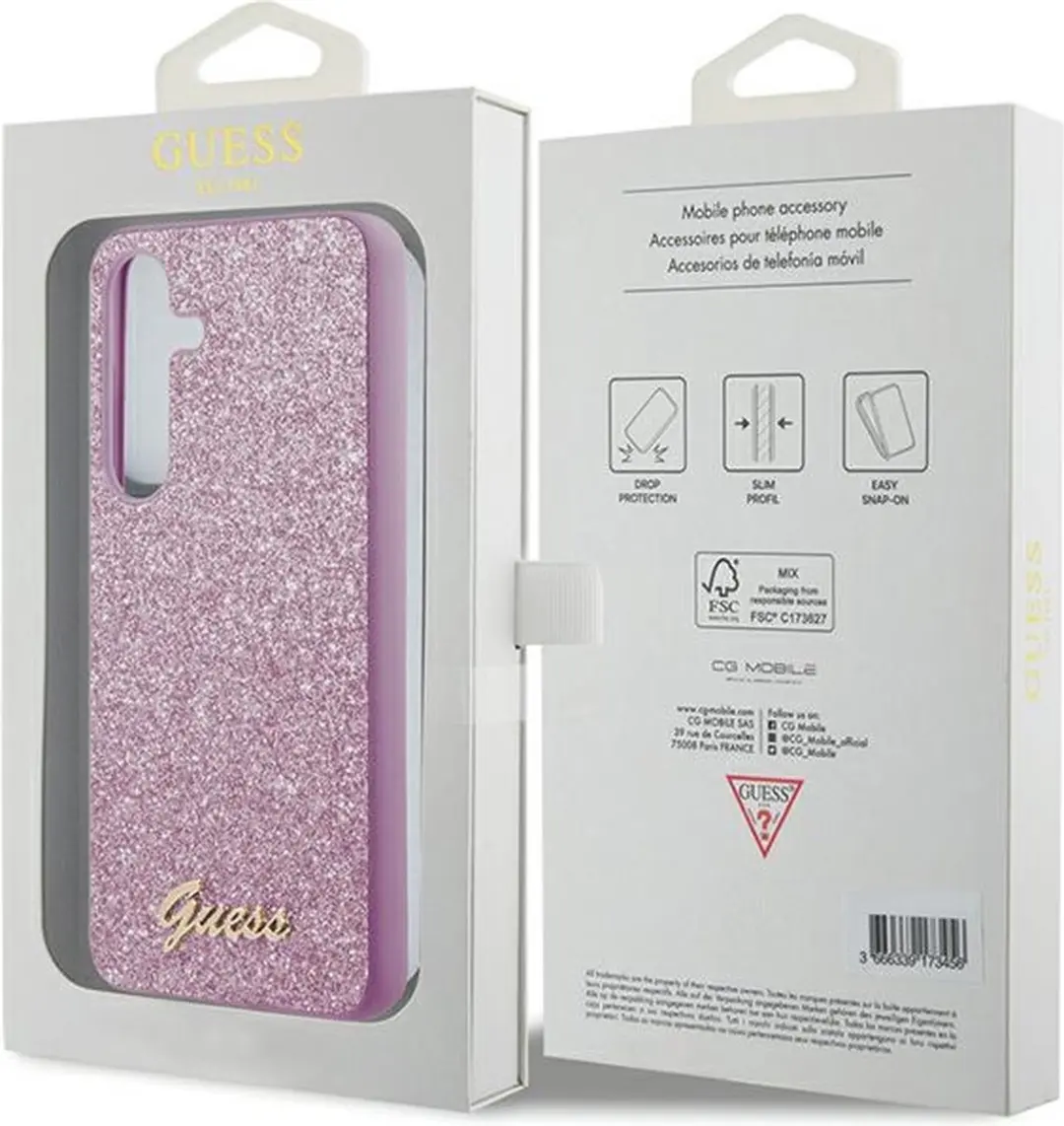 GUESS Glitter Back Case Samsung Galaxy S24 Plus - Paars