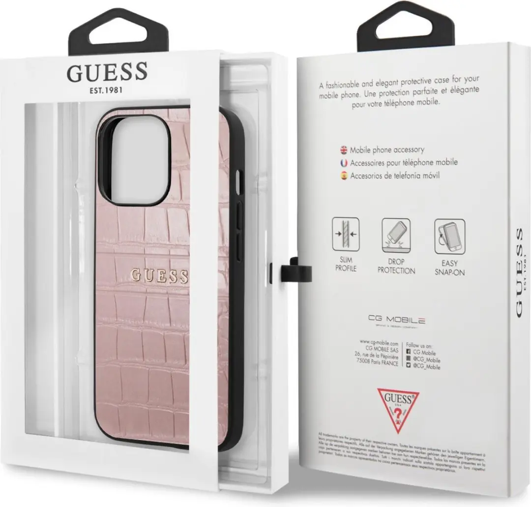GUESS Crocodile Back Case - iPhone 13 Pro - Roze - MPN 3666339023850 - afbeelding 6 van 6