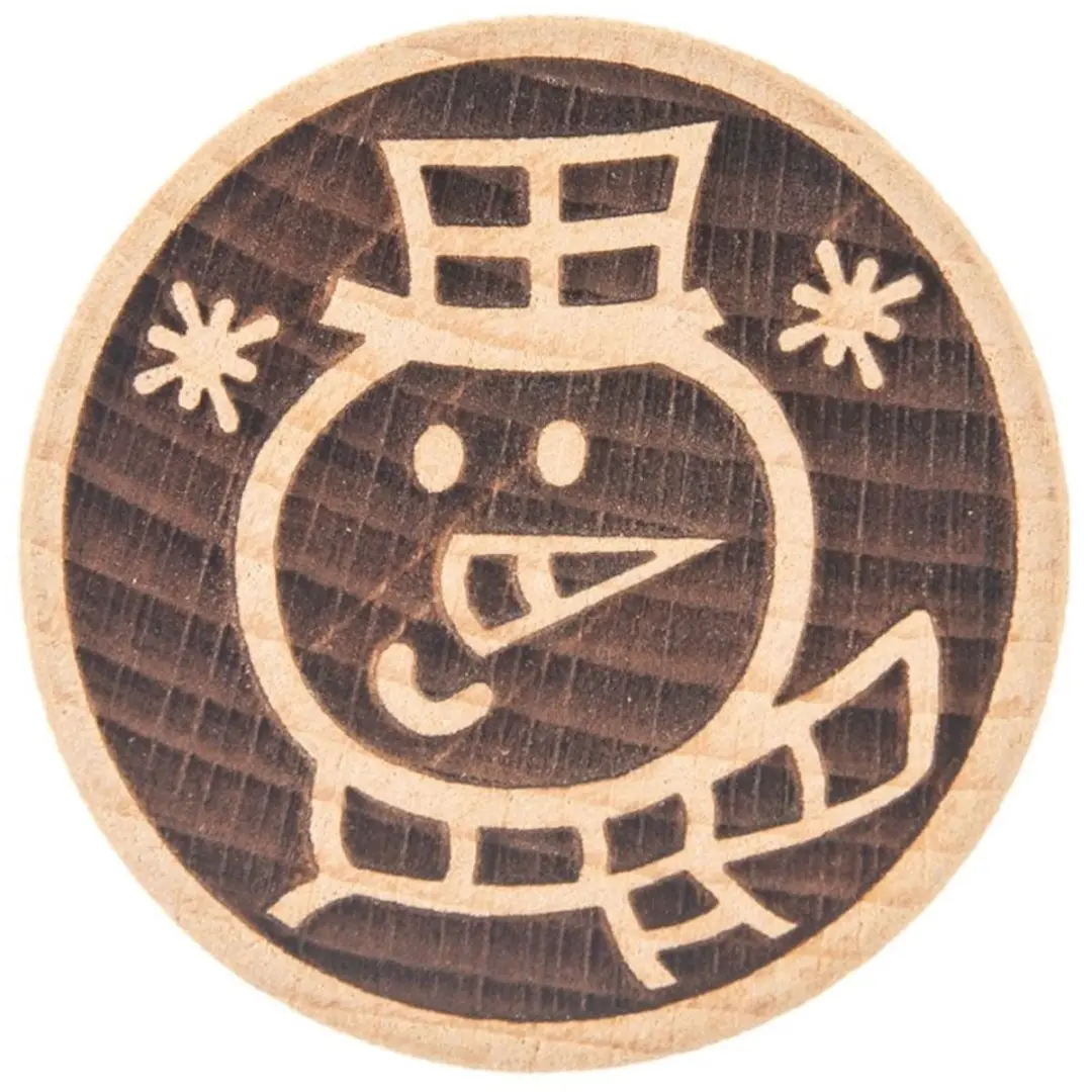 Orion Houten Koekjesstempel Sneeuwpop 5,5cm - Beukenhout