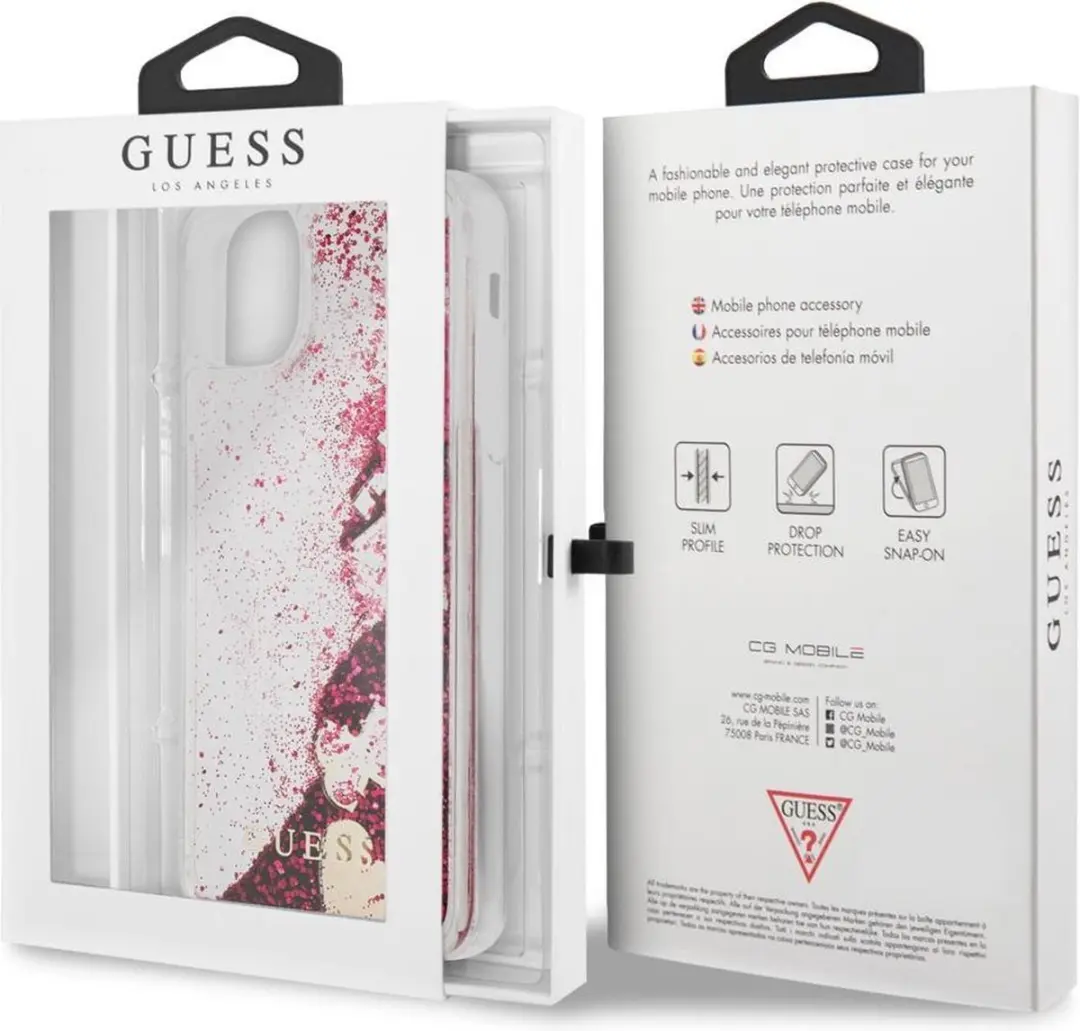 GUESS Charms Liquid Glitter Case S212-3 - iPhone 12 Mini - Roze