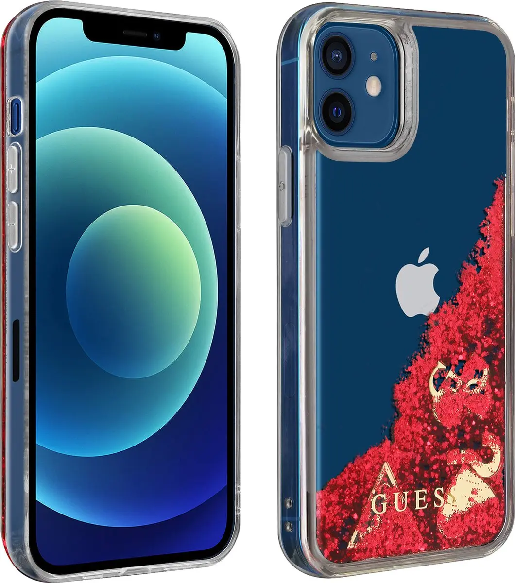 GUESS Charms Liquid Glitter Case S212-3 - iPhone 12 Mini - Roze