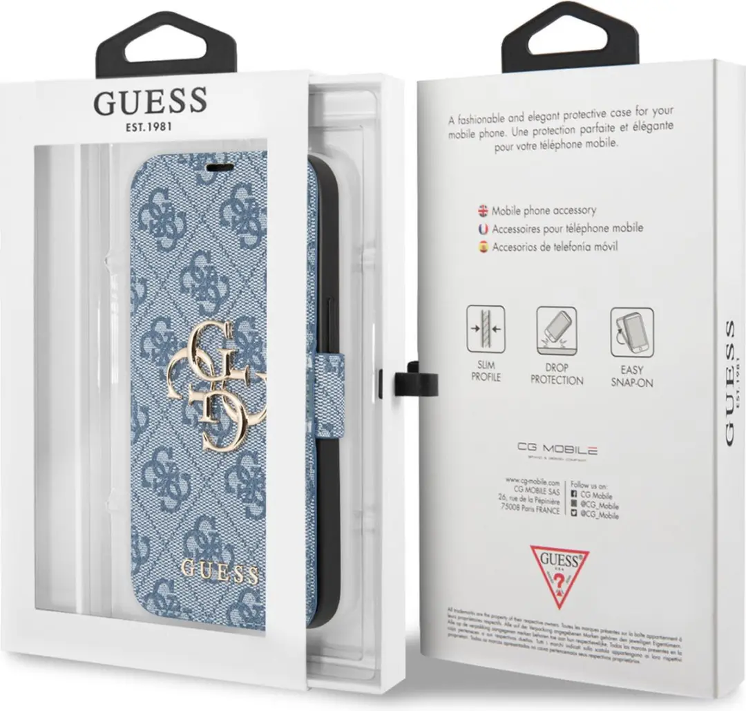 GUESS iPhone 13 Mini Bookcase Hoesje 7670 - Blauw