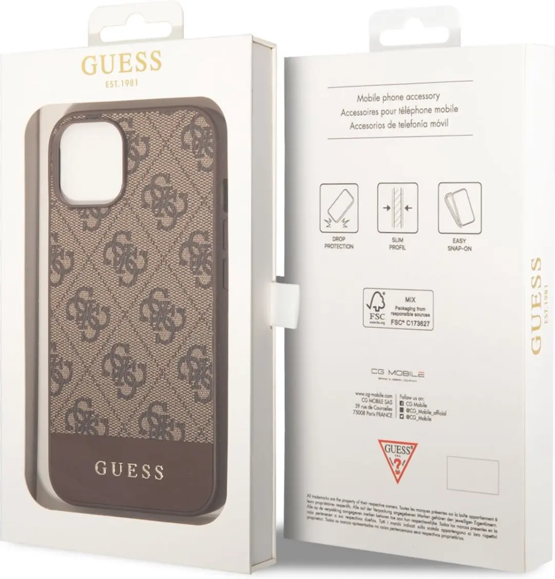 GUESS 4G Stripe Back Case - iPhone 14 Plus - Bruin