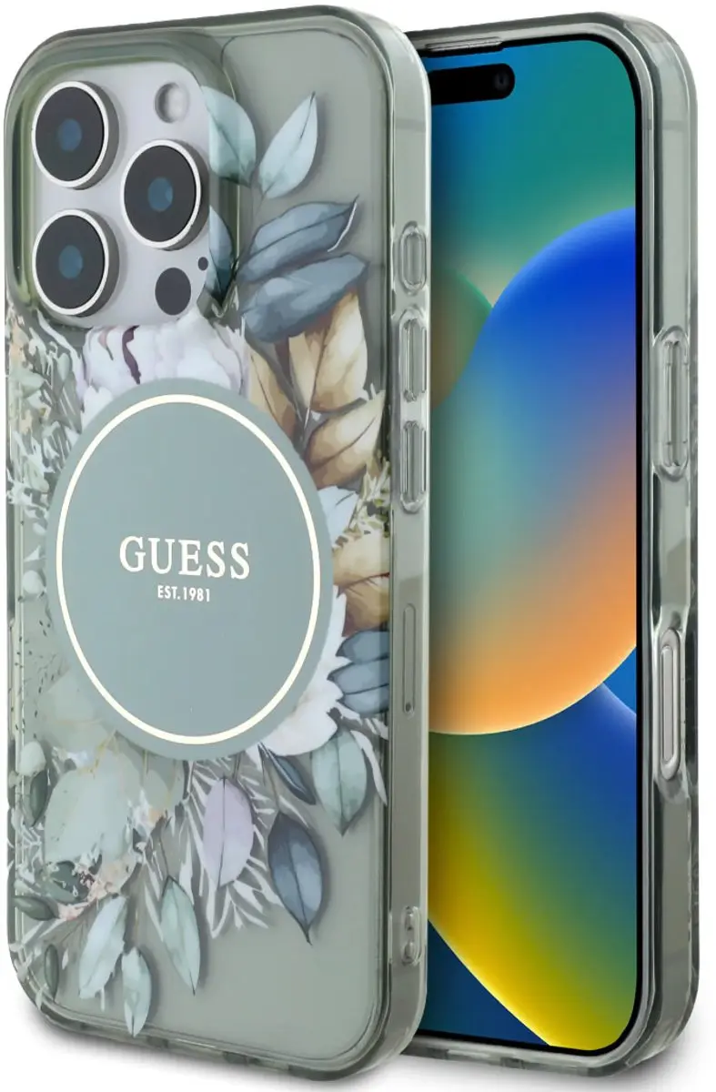 Guess iPhone 16 Pro Groen Hoesje - Botanische print