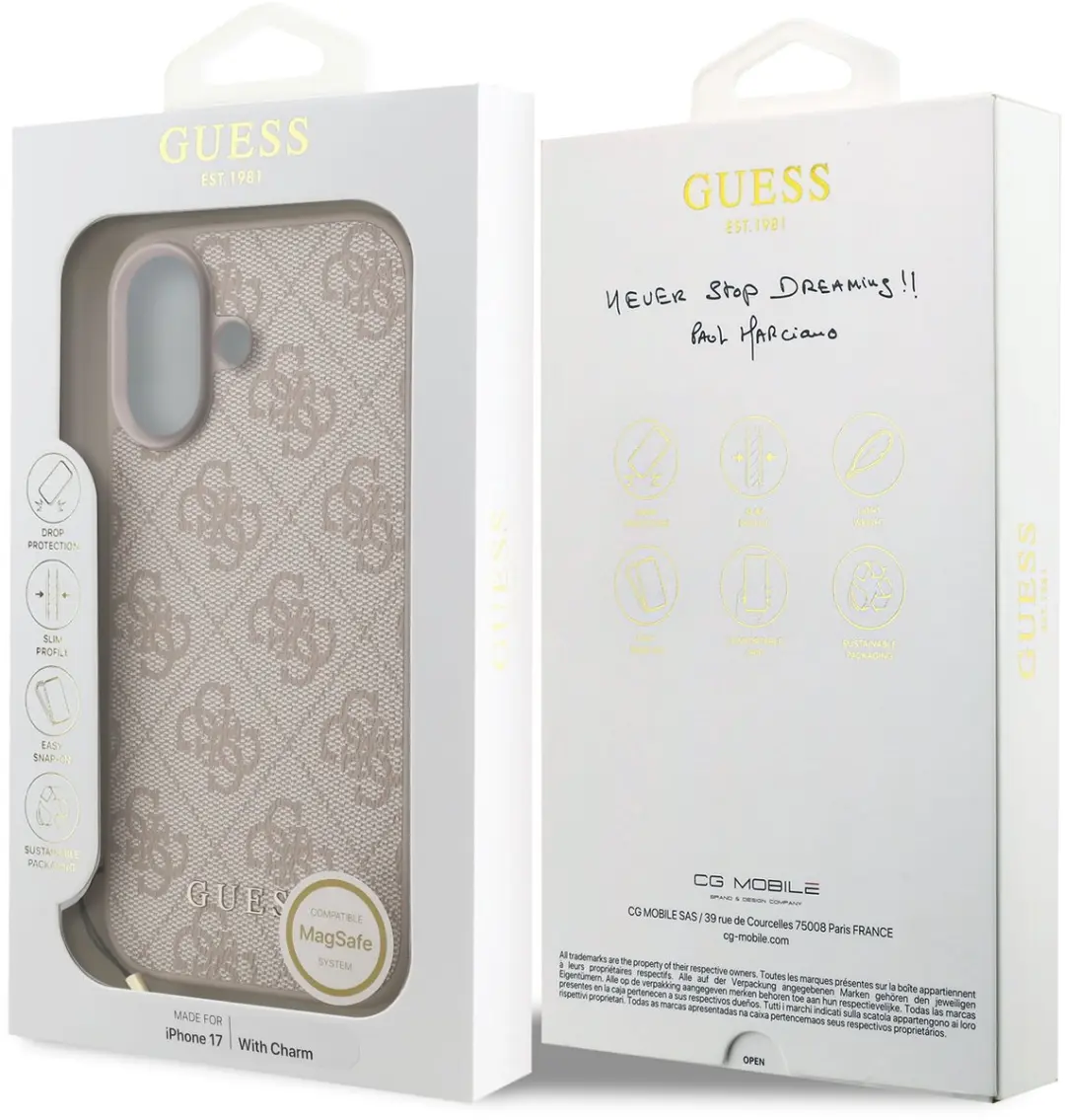 Guess 4G Charm Backcover iPhone 17 - Roze - MagSafe