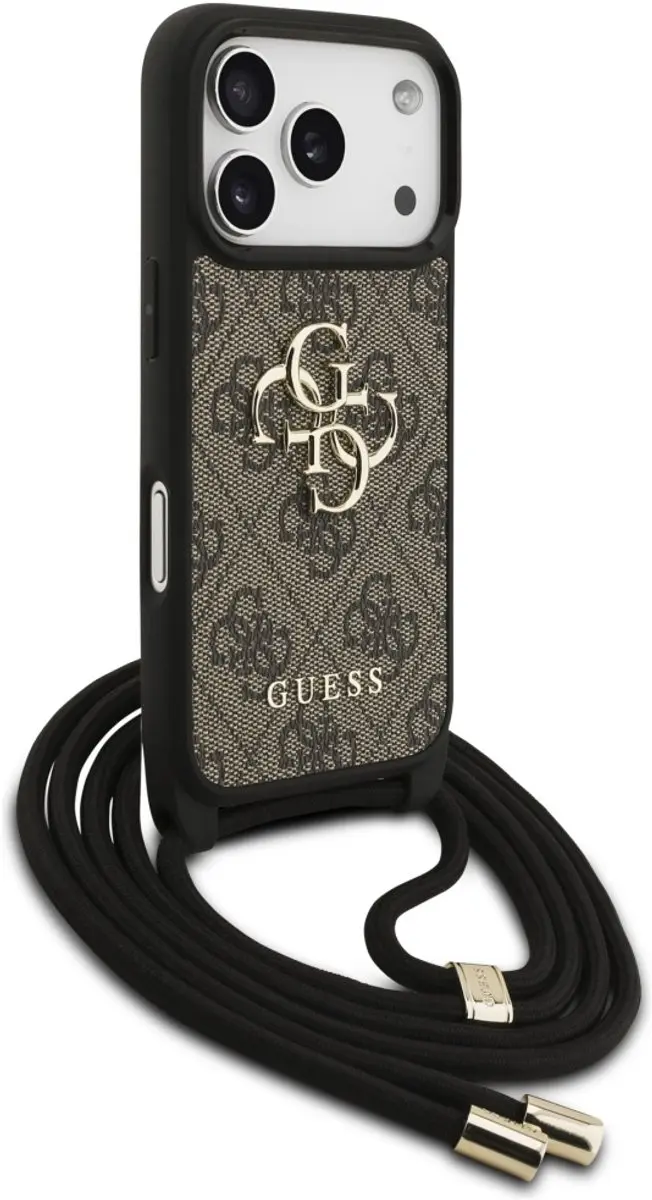 GUESS 4G Groot Logo Cord Stap Case iPhone 17 Pro - Zwart - afbeelding 6 van 6