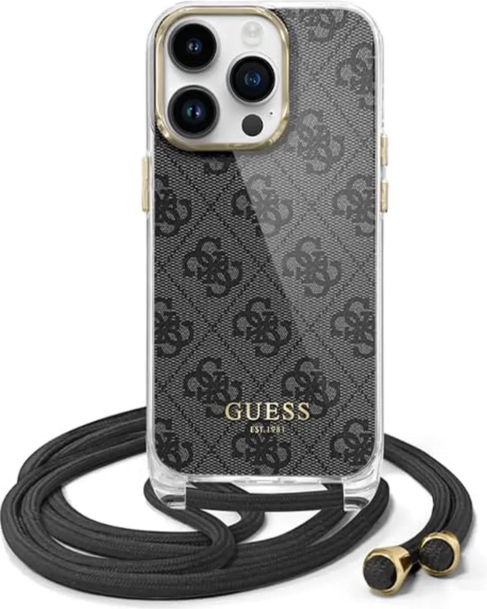 Guess 4G Printed Crossbody Hoes iPhone 15 Pro Max - Zwart