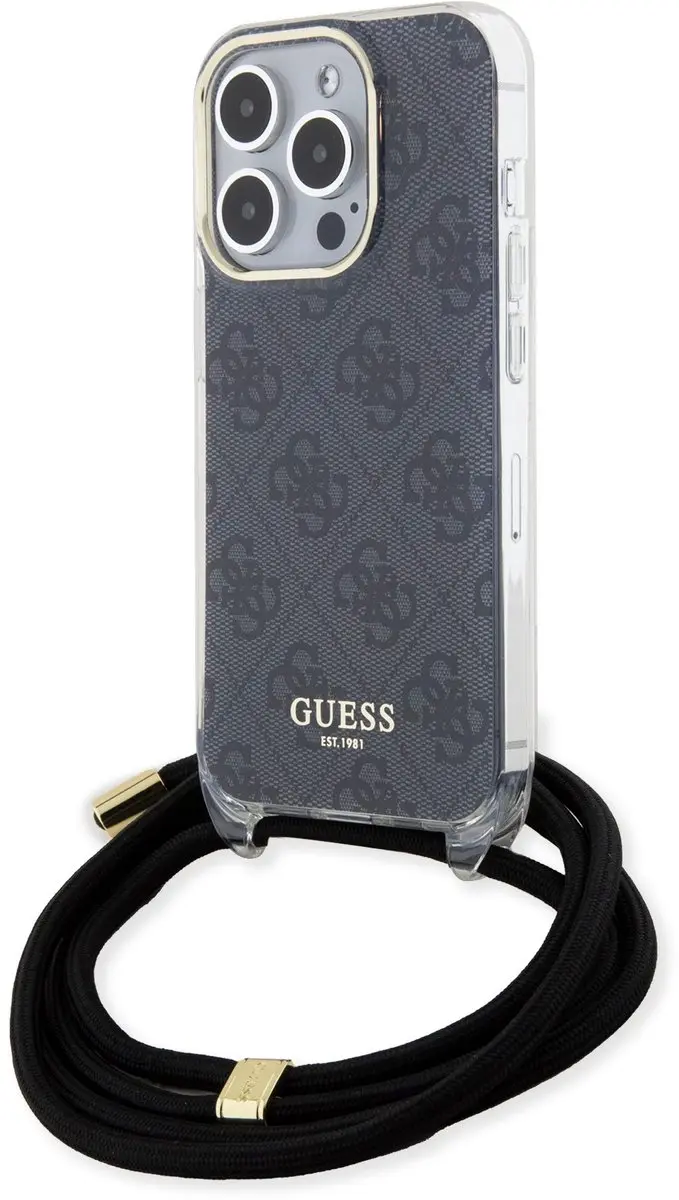 Guess 4G Printed Crossbody Hoes iPhone 15 Pro Max - Zwart