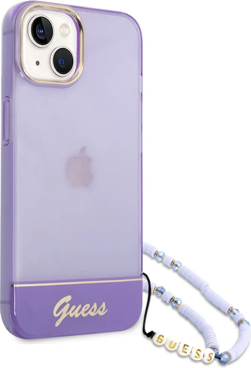 GUESS Telefoonhoesje iPhone 14 Plus - Paars Transparant - MagSafe