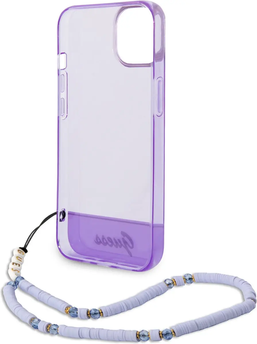 GUESS Telefoonhoesje iPhone 14 Plus - Paars Transparant - MagSafe