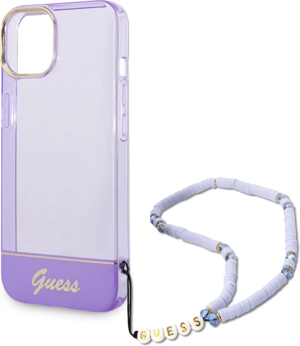 GUESS Telefoonhoesje iPhone 14 Plus - Paars Transparant - MagSafe