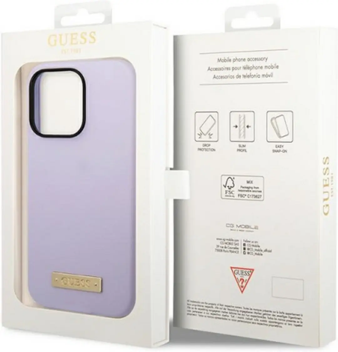 GUESS Silicone Back Case - iPhone 14 Pro - Paars - MagSafe