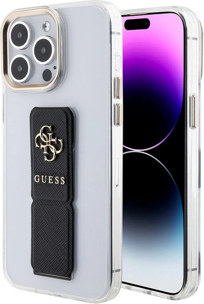 GUESS PU Grip Back Case - iPhone 15 Pro Max Zwart