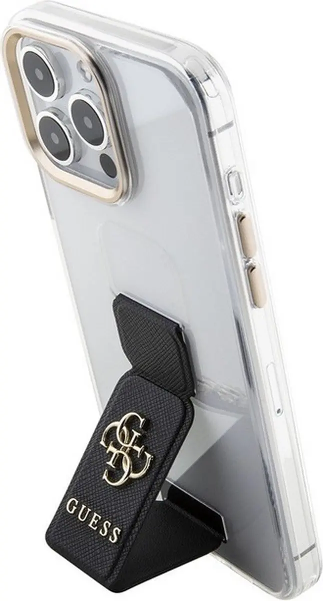 GUESS PU Grip Back Case - iPhone 15 Pro Max Zwart