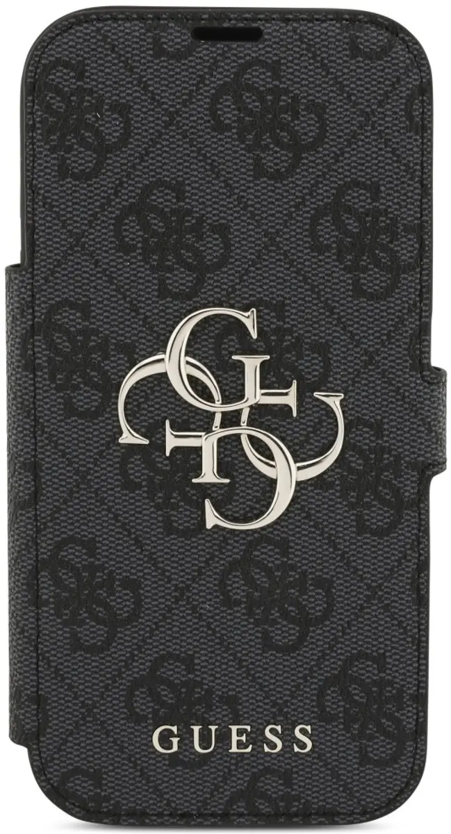GUESS 4G Big Metal Logo Book Wallet Case - iPhone 17 Pro - 3 Pasjes - Zwart
