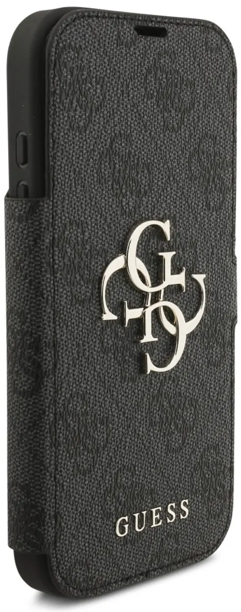 GUESS 4G Big Metal Logo Book Wallet Case - iPhone 17 Pro - 3 Pasjes - Zwart