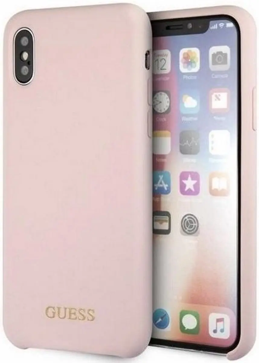 Guess Silicone Logo HardCase iPhone XS Max - Roze