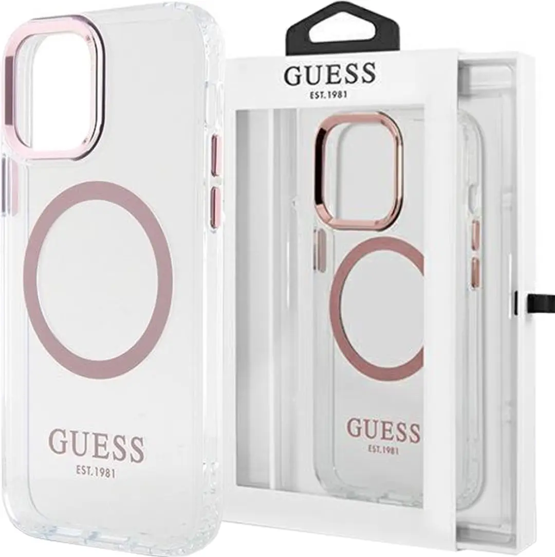 Guess Translucent Back Case - iPhone 12/12 Pro Roze - MagSafe
