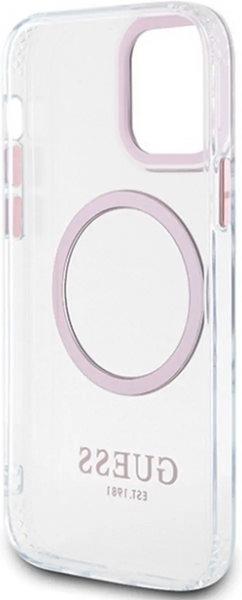 Guess Translucent Back Case - iPhone 12/12 Pro Roze - MagSafe