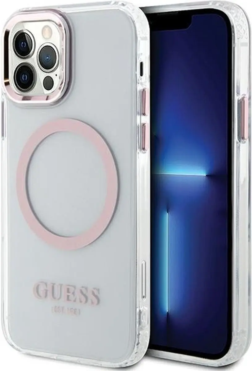 Guess Translucent Back Case - iPhone 12/12 Pro Roze - MagSafe - afbeelding 6 van 6