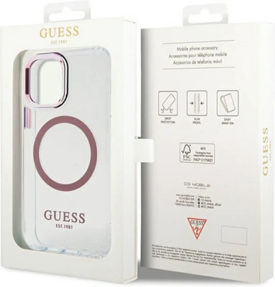 Guess Translucent Back Case - iPhone 12/12 Pro Roze - MagSafe