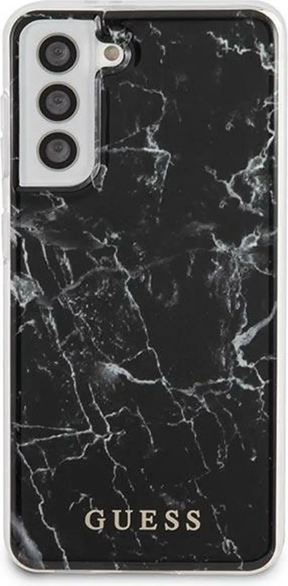 Guess Marble Back Case Zwart - Samsung Galaxy S21 Plus