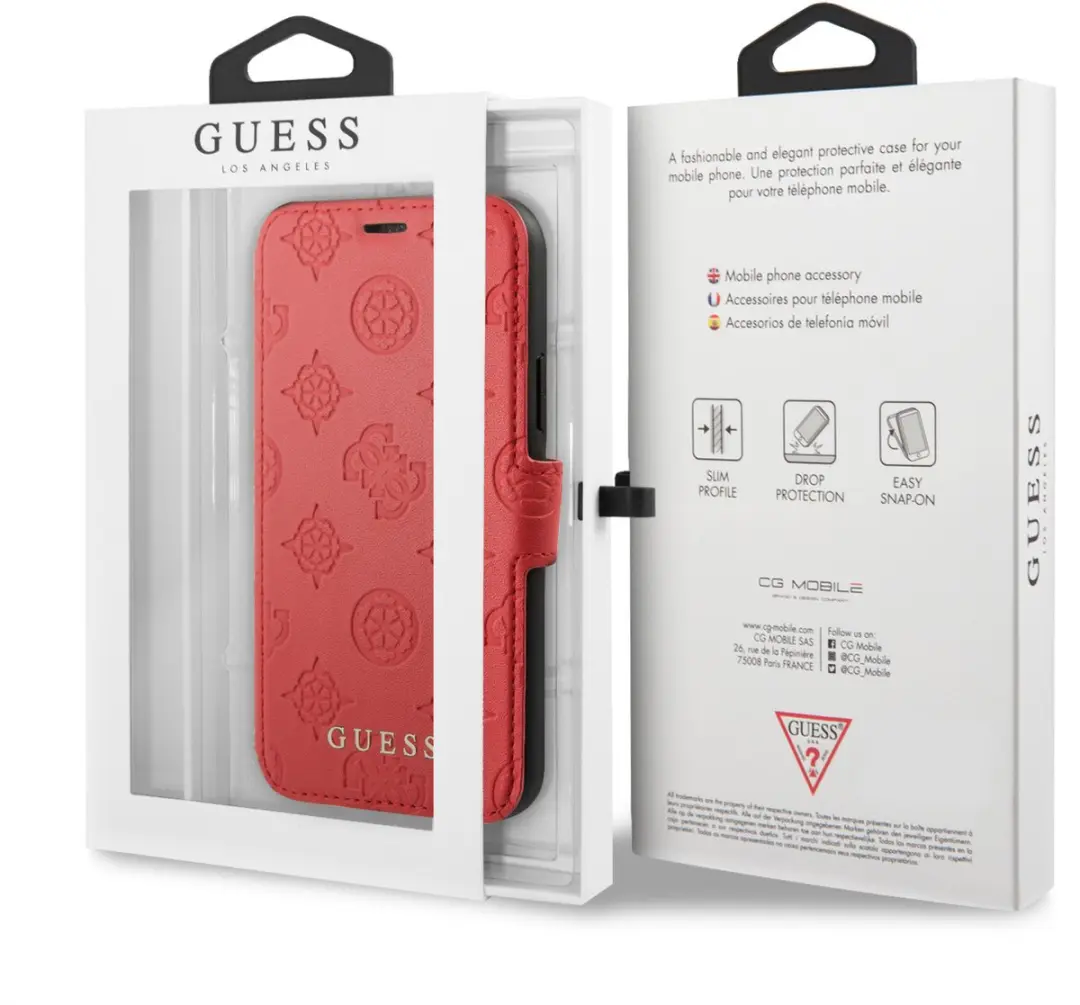 GUESS iPhone 11 Pro Hoesje S212-2 - Rood - 3 Pasjes