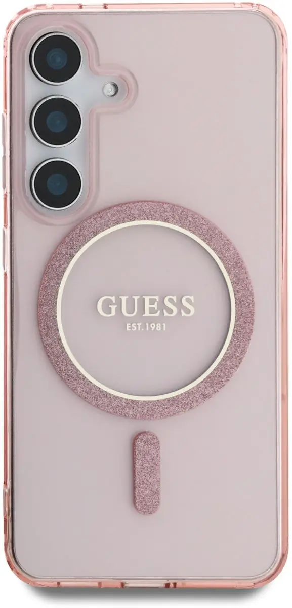 Guess MagSafe Glitter Gradient Hoesje - Samsung Galaxy S25 - Roze