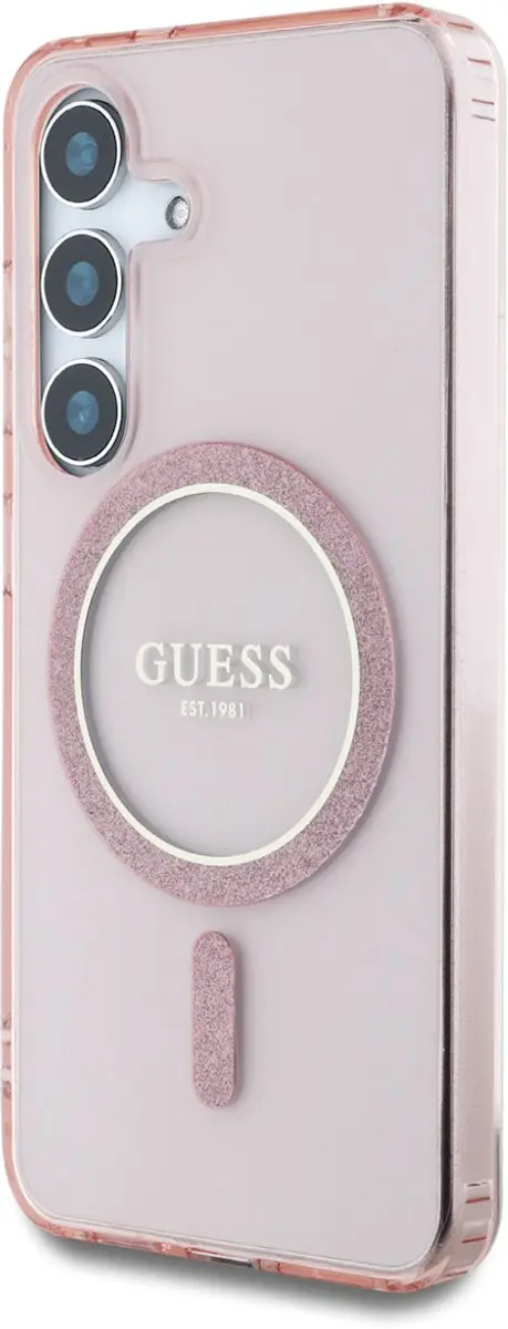 Guess MagSafe Glitter Gradient Hoesje - Samsung Galaxy S25 - Roze