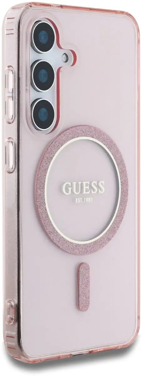 Guess MagSafe Glitter Gradient Hoesje - Samsung Galaxy S25 - Roze