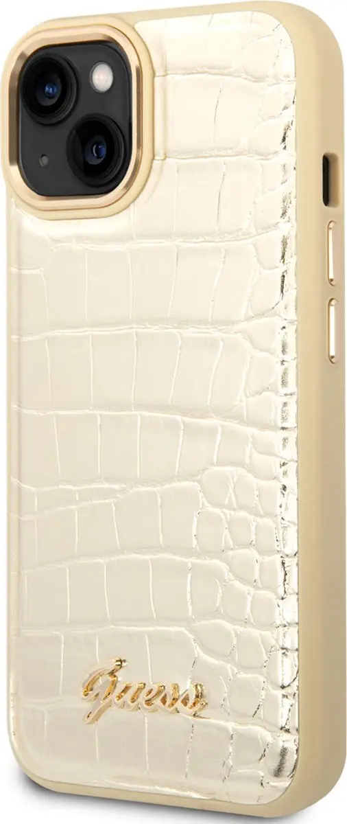 GUESS iPhone 14 Hardcase - Croco Goud - 3666339083007