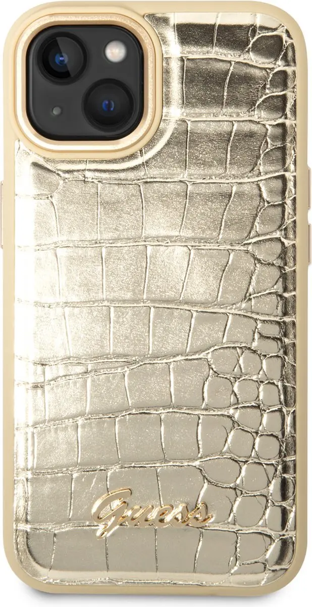 GUESS iPhone 14 Hardcase - Croco Goud - 3666339083007