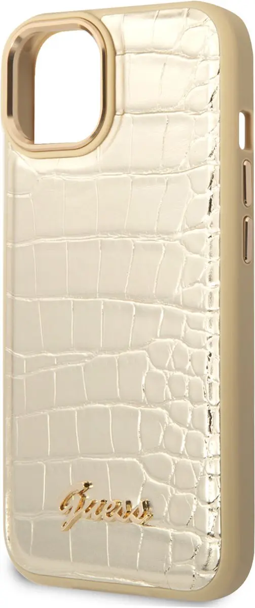 GUESS iPhone 14 Hardcase - Croco Goud - 3666339083007
