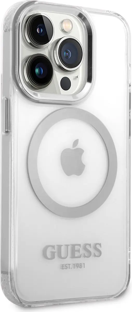 GUESS Translucent Back Case - iPhone 14 Pro Zilver - MagSafe