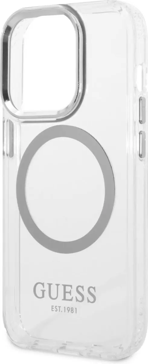 GUESS Translucent Back Case - iPhone 14 Pro Zilver - MagSafe