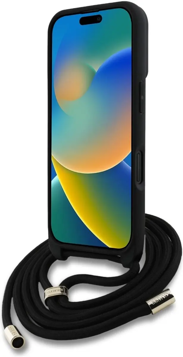 Guess 4G Big Logo iPhone 16 Hoesje - Zwart