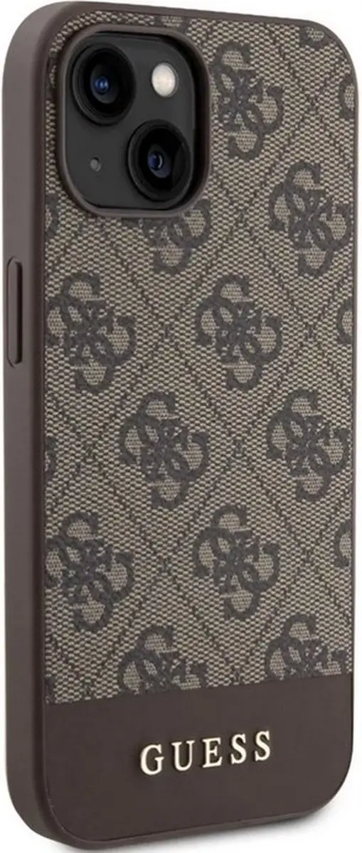 GUESS 4G Stripe Back Cover - iPhone 15 - Bruin