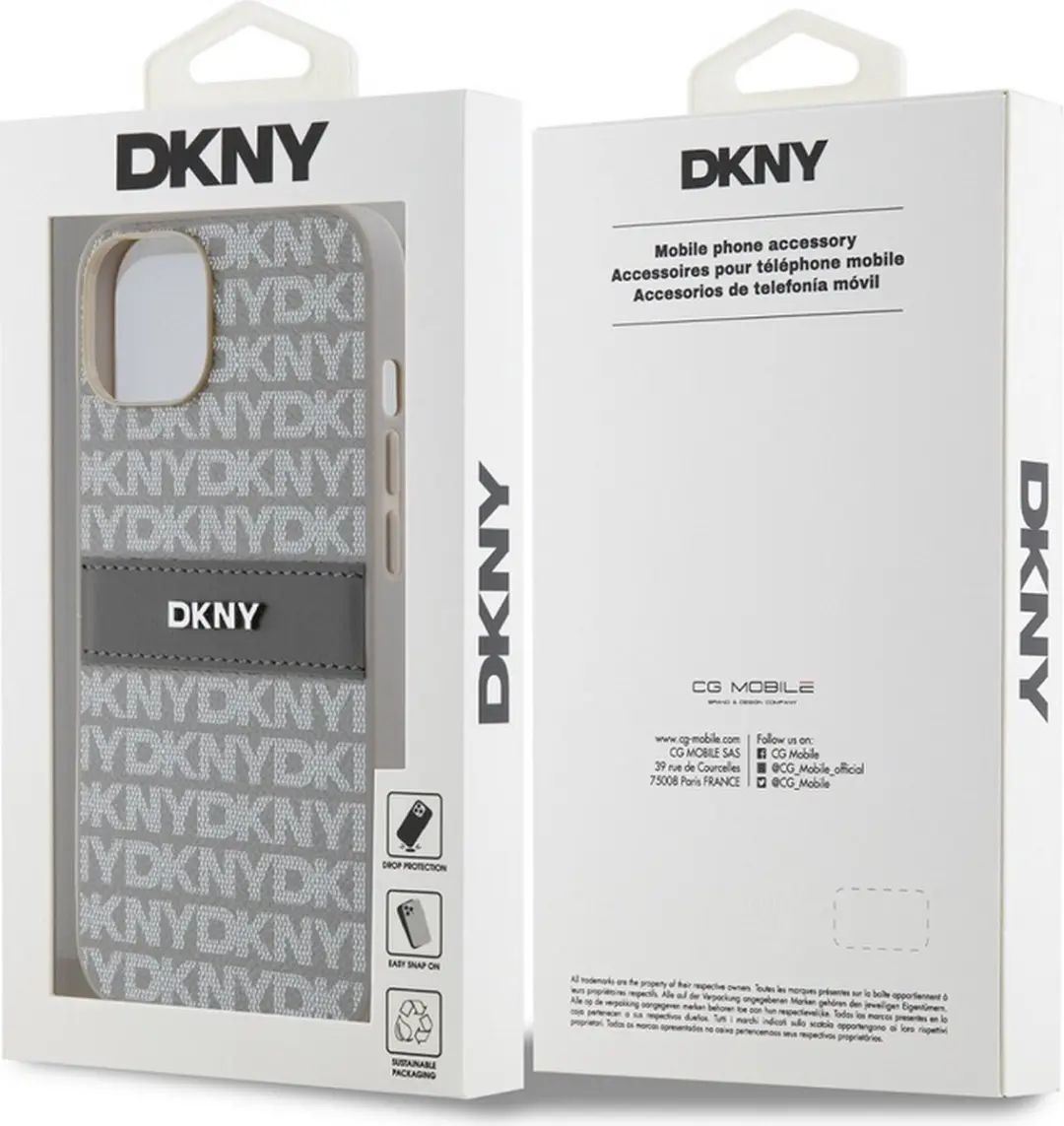 DKNY Textured Tonal Stripe Back Case - iPhone 14 Beige