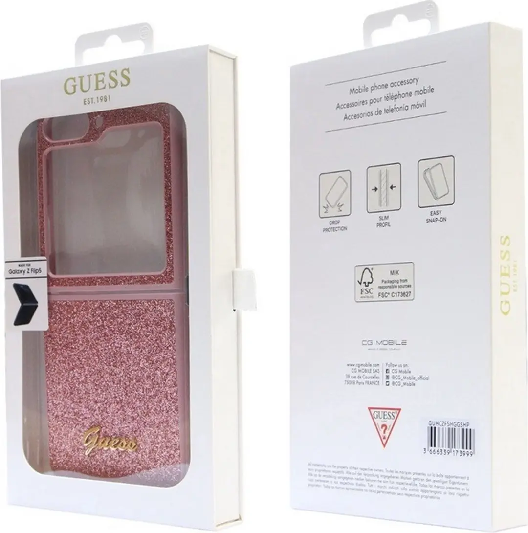 GUESS Glitter Flakes Hoesje - Samsung Galaxy Z Flip 5 - Roze