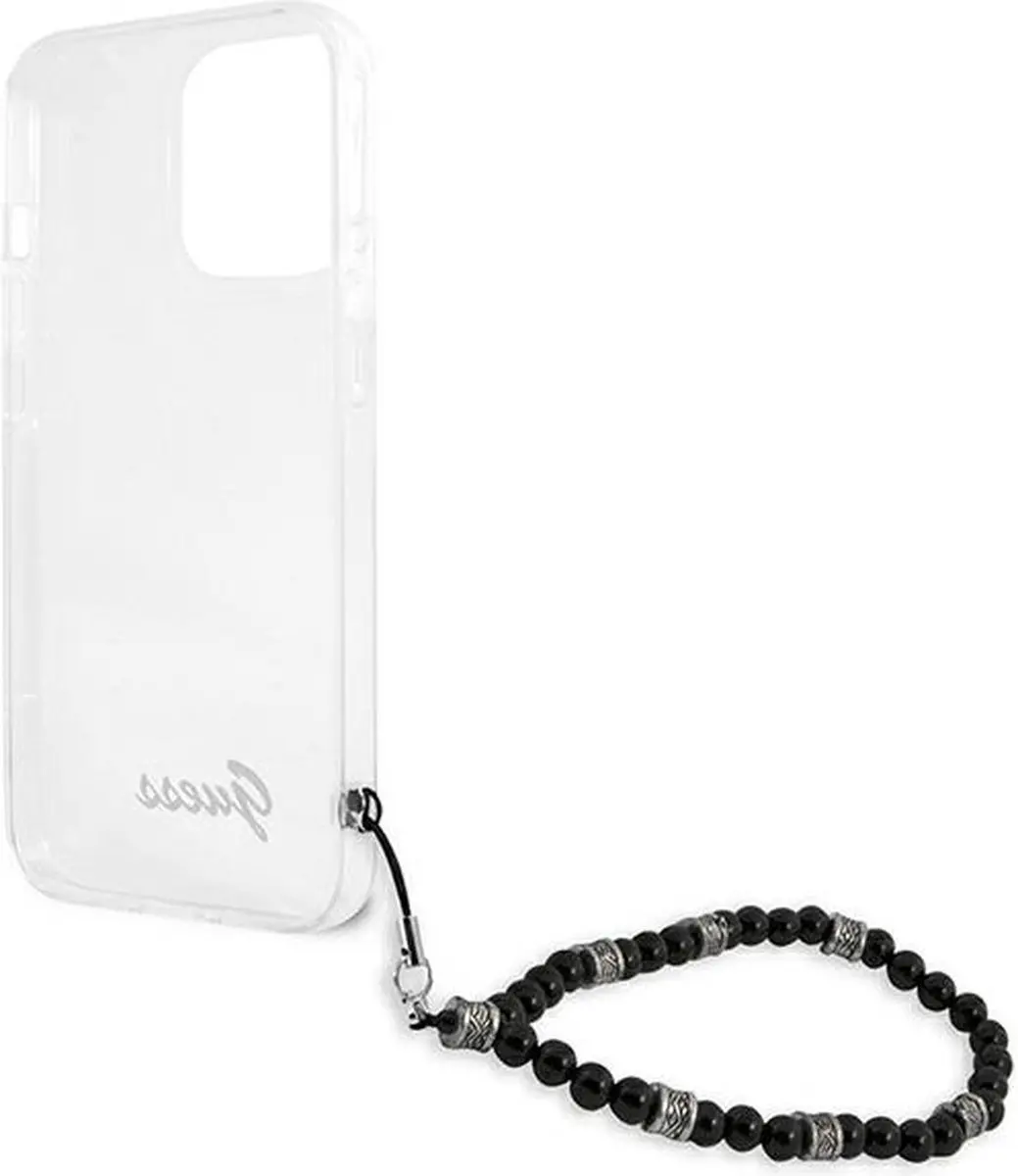 GUESS PC Script Back Case - iPhone 13 Pro Max - Transparant/Zwarte Parels - afbeelding 6 van 6