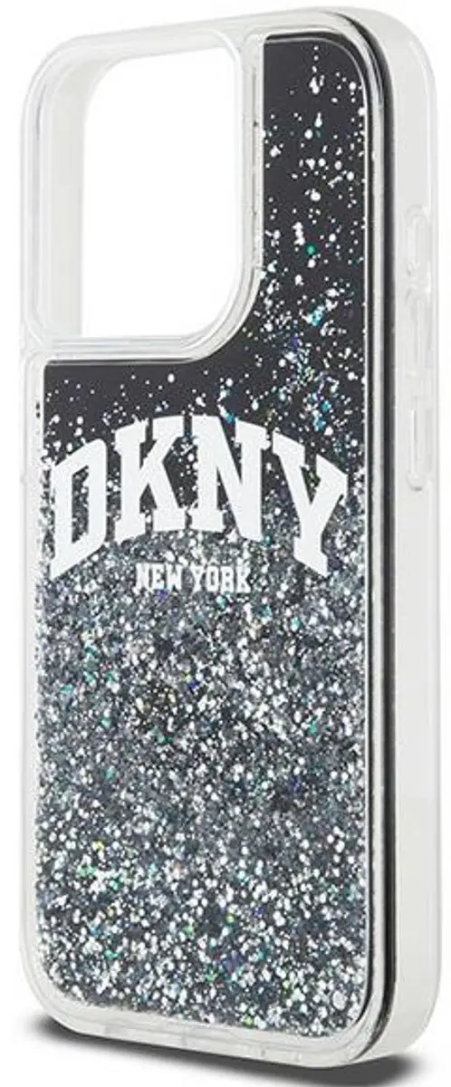DKNY Liquid Glitter Arch Logo Back Case Zwart/Zilver - DKHCP14LLBNAEK - afbeelding 6 van 6