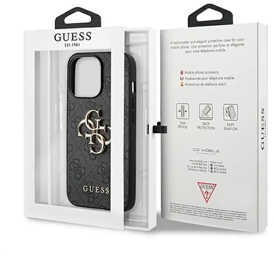 GUESS iPhone 13 Pro Max Hoesje - Effen Grijs - Kunstleer