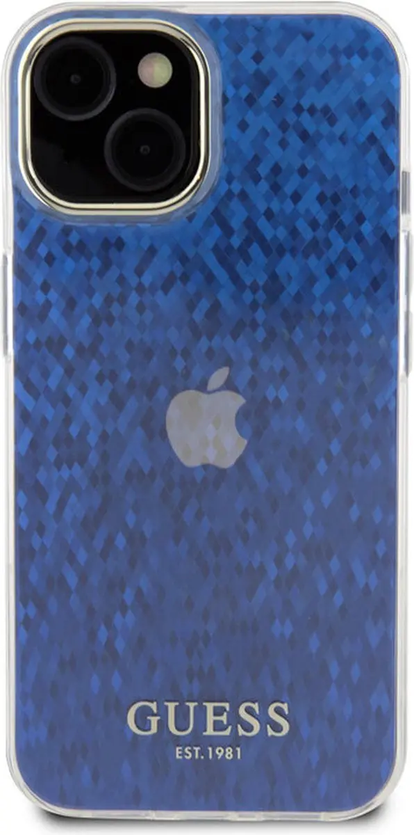 Guess iPhone 15 Hardcase Faceted Mirror - Disco Blue