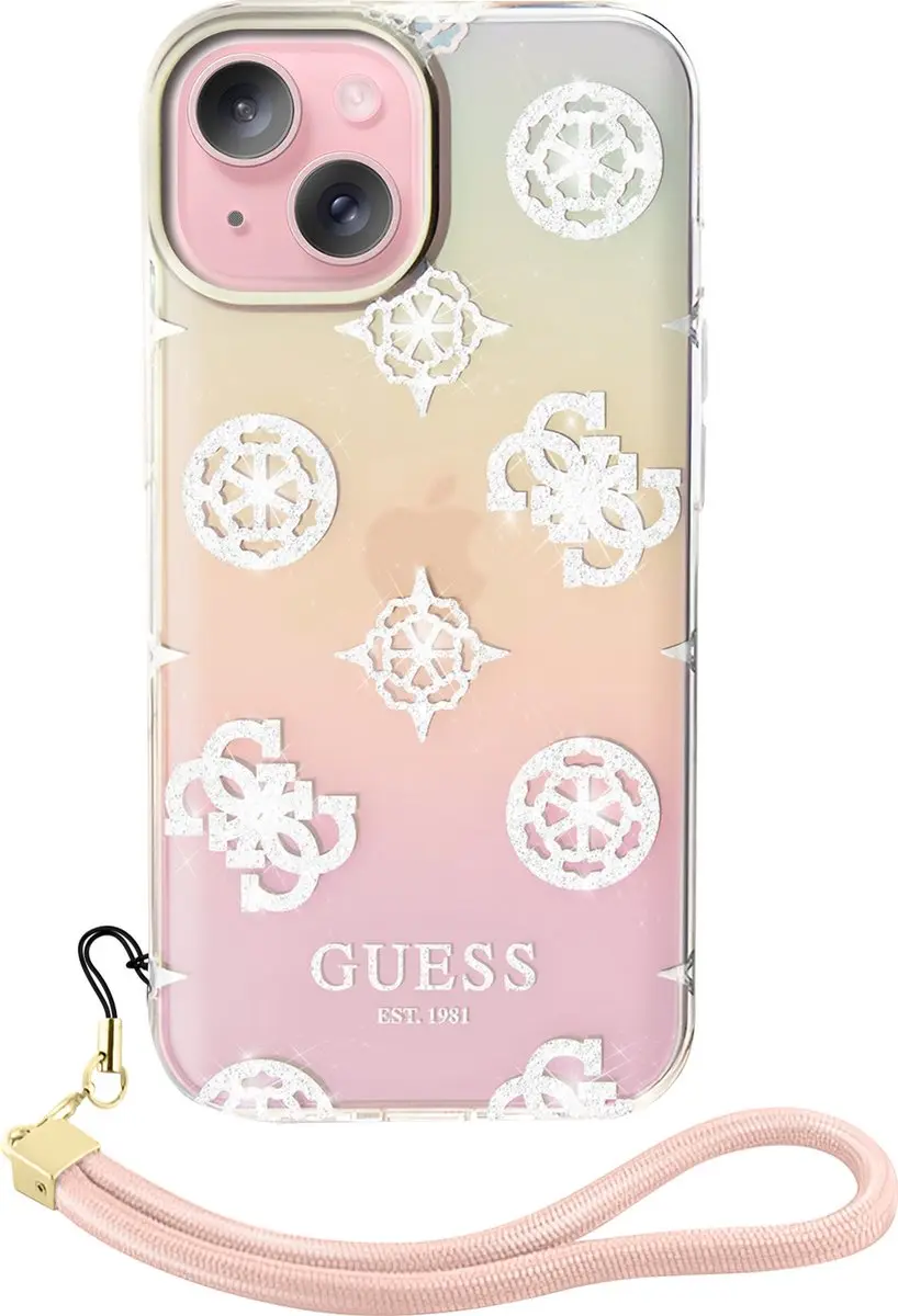 GUESS Hoesje iPhone 15 Plus TPU Peony - Meerkleurig